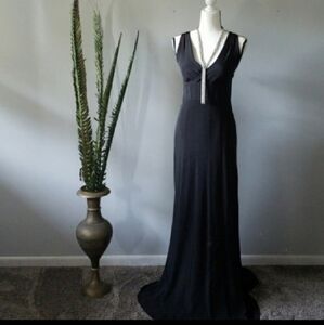 J. Crew Sophia Black V-neck Size 12L Wedding Gown NWT